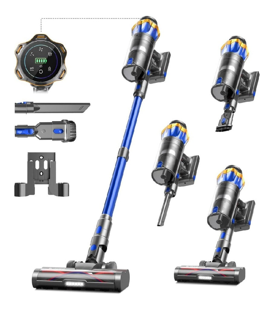 650W/55KPA Balai Aspirateur sans Fil 70min pour Sols Durs/Animaux/Voiture Aspirateur Sans Fil possédant Affichage LED Brosse AntiTangle Station De Charge Murale Filtration 8 Phases 16L Capacité