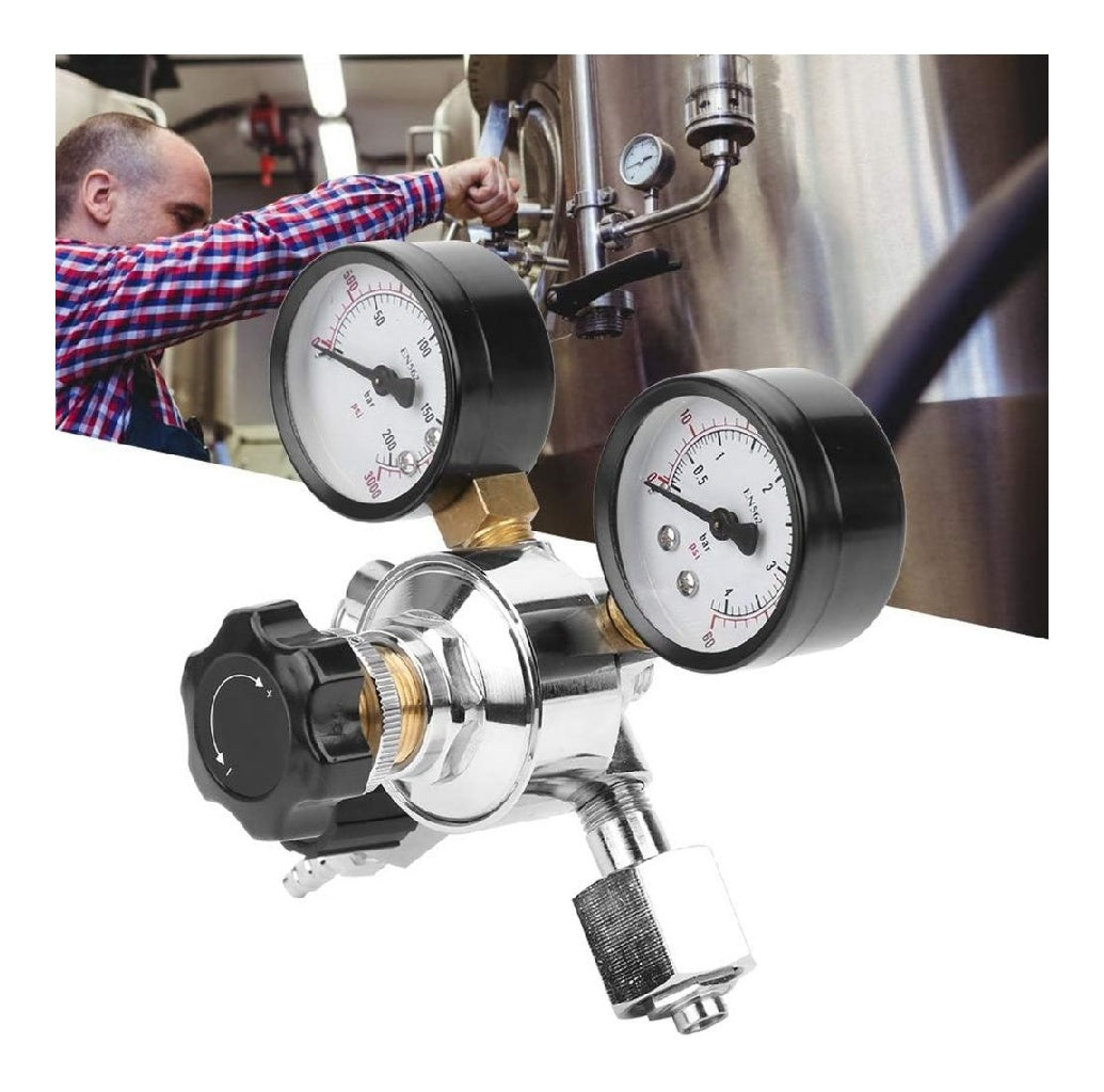 Professionnel CO2 Régulateur à Double Jauge avec Soupape Sécurité Pression 060 PSI Fût / 03000 PSI Réservoir Idéal pour Brassage Maison Artisanal
