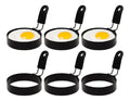 6 Pièces 8cm Moule À Oeufs Frits avec Poignées Pliante pour Crêpes Anneaux D'oeufs Au PlatAnneaux D'œuf dans Acier Inoxydable Moule Oeuf au Plat pour Muffins Sandwichs Mini Burgers