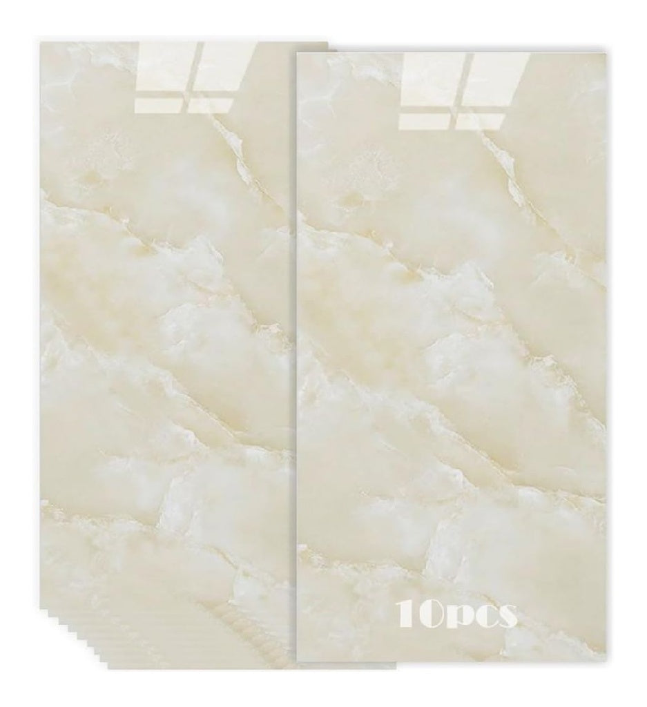 10 du Lot carreaux adhésifs en marbre 60 x 30 cm Aspect marbre panneau mural decoratif carrelage adhesif mural salle de bain imperméable Pour cuisine Motif pierre jaune
