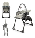 Chaise TUMMIE Haute 2 en 1 pour Bébé Ergonomique Confortable Inclinable Pliable avec Hauteur Réglable ReposePieds Plateau Amovible pour ToutPetit avec jouets Gris